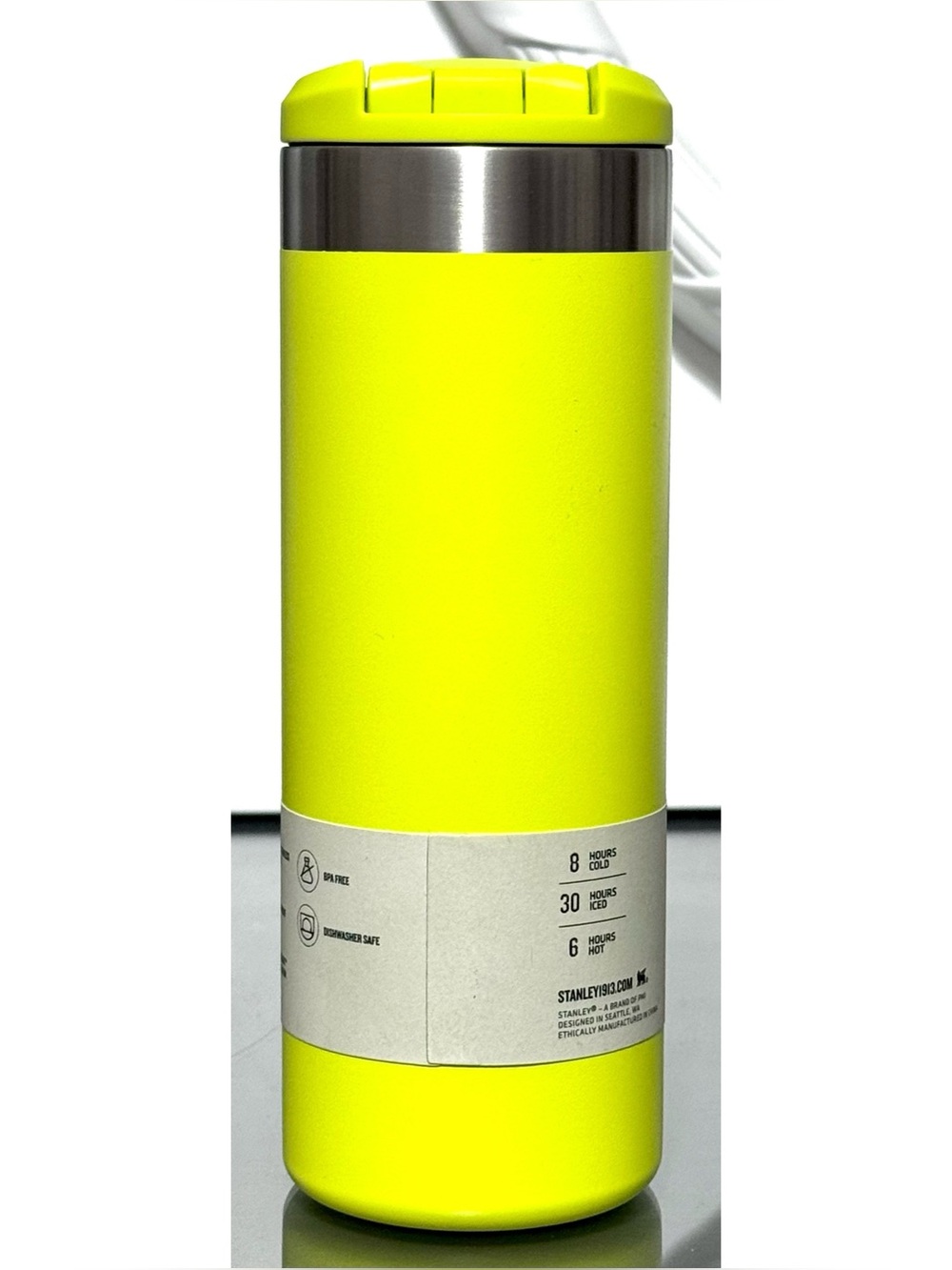 STANLEY AEROLIGHT STAINLESS STEEL 16OZ TRANSIT BOTTLE, NEON YELLOW - Picture 2 of 3